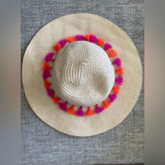 Cute Boho Straw Beach Hat, Floppy Brim Hat with Gold Sparkle - Picture 3 of 6